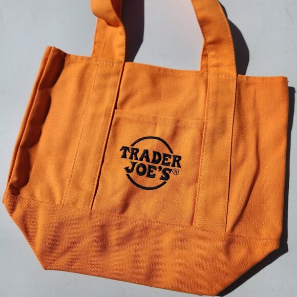 NEW Trader Joe's Orange Mini Tote Trick or Treat Canvas Bag Halloween Trader Joe - Picture 3 of 8